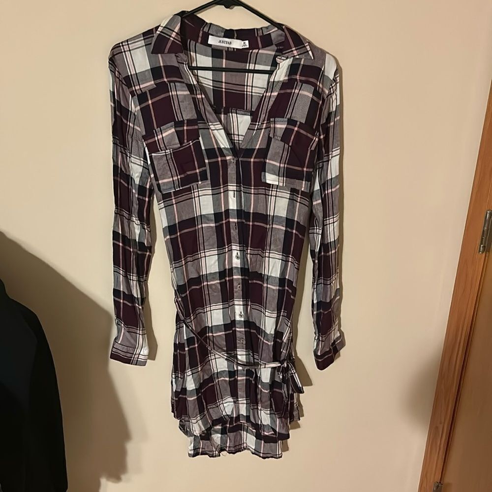 Just Fab Red Plaid Dress - Picture 1 of 6